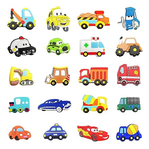 FUNSEE Shoe Charms for Boys, 20 PCS Car/Truck Charms Boys Shoe Decorations for Clog Garden Shoes for Kids Boys Men