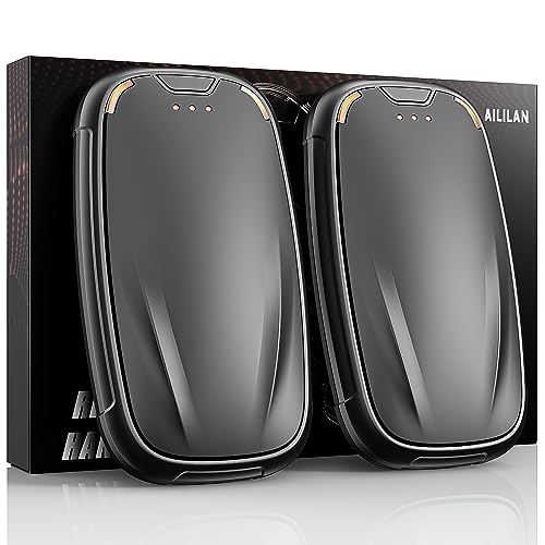 Aililan Hand Warmers Rechargeable 2 Pack, 5200mAh Rechargeable Heater, Portable Pocket Electric Hand Warmer, Reusable Handwarmers, Winter Christmas Hand-Warming Gift for Skiing and Camping, Black