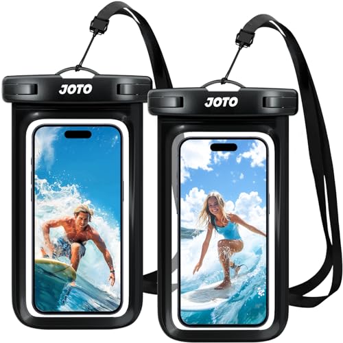 JOTO IPX8 Waterproof Phone Pouch Case, Underwater Dry Bag for Phone Protector for iPhone 15 14 13 12 11 Pro Max, Galaxy S24 S23 S22 Ultra Pixel to 7' Cruise Vacation Essential -2 Pack, Black