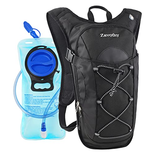 Zavothy Lightweight Hydration Backpack with 2L Water Bladder Water Backpack Hydration Pack for Cycling Running Biking Hiking Backpack Black