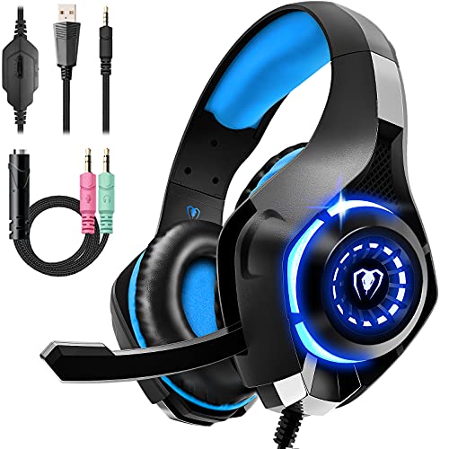 Tatybo Gaming Headset for PS4 PS5 Xbox One Switch PC, Gaming Headphones with Noise Canceling Mic, Deep Bass Stereo Sound