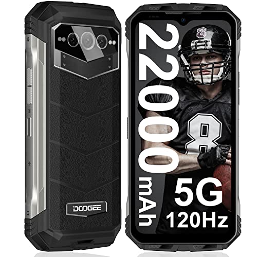 DOOGEE V MAX (2023) 5G Rugged Smartphone, 22000mAh 20GB+256GB Android 12 Phones Unlocked, 120Hz 6.58' Rugged Cell Phone, Dual Hi-res Speakers, 108MP Main Camera, Night Vision, NFC, OTG