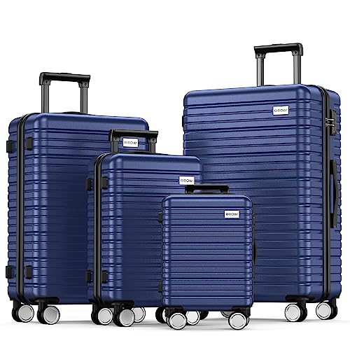 BEOW Luggage Sets 4 Piece Hardside Expandable Luggage Set Clearance Suitcase Sets with Wheels TSA Lock 16''20''24''28''(Deep Blue)