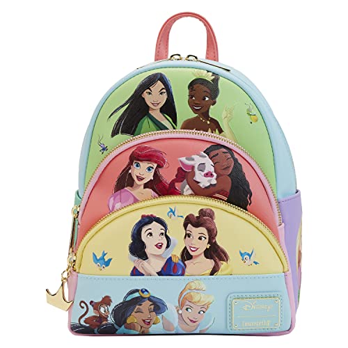 Loungefly Disney Princess Collage Triple Pocket Mini Backpack Standard