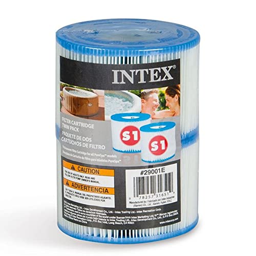 Intex 29001E PureSpa Type S1 Heavy Duty Easy Set Dacron Paper Hot Tub Spa Filter Replacement Cartridge for Various PureSpa Models, 2 Pack