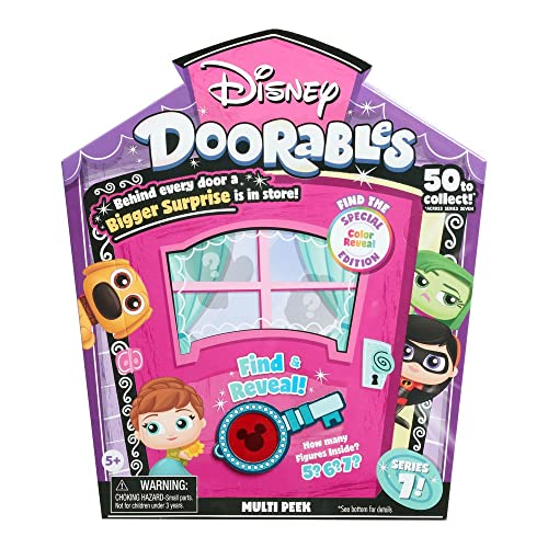 Just Play Disney Doorables Multi Peek Series 7, Collectible Blind Bag Inspired Mini Figures, Officially Licensed Kids Toys for Ages 5 Up