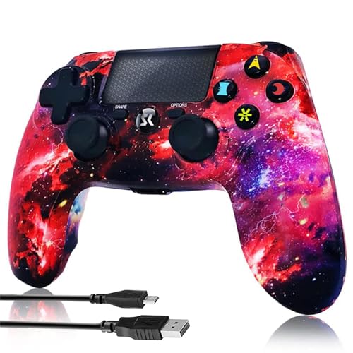Controller for PS4, Wireless Controller Red for Sony PlayStation 4/Slim/Pro, Remote Control with 6-Axis Motion Sensor/Double Vibration/Sensitive Touch Pad/Speaker & 3.5mm Audio Jack/800mAh Battery