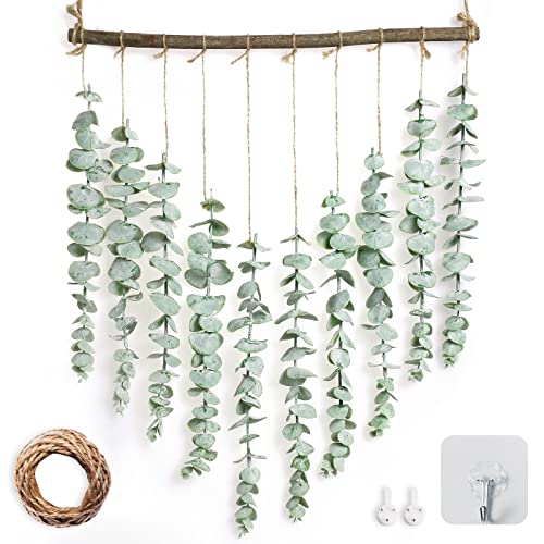 Artificial Eucalyptus Wall Hanging Decor, 15.7'' Fake Eucalyptus Leaves Greenery Eucalyptus Vines Wall Hanging Plants, Farmhouse Rustic Boho Wall Decor for Bathroom, Bedroom, Livingroom Decorations