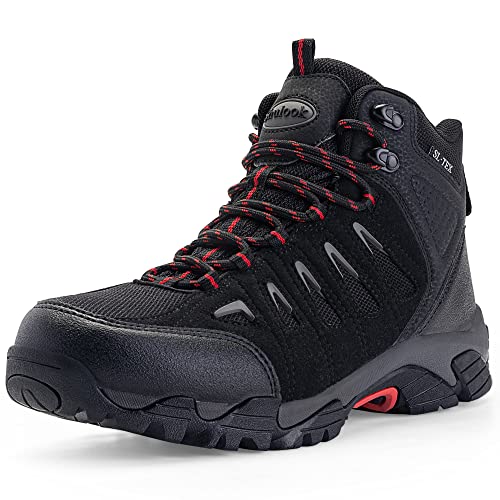 SHULOOK Men's Waterproof Hiking Boots Non-Slip Lightweight Outdoor Mid Top Ankle Boot Breathable Hiker Work Trekking Shoes