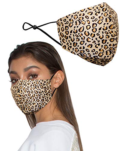 KARIZMA Silk Face Mask. Valley Print (Leopard) Fashionable Designer Face Mask for Women. Washable Fabric Face Mask Reusable Facemask. 19 Momme Mulberry Silk Mask - Luxury Fashion Masks for Women