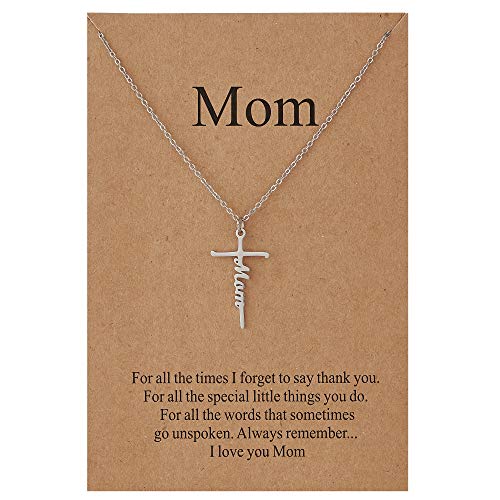 Lcherry Gifts for Mom Mom Necklace Mom Cross Necklace for Women Mom Birthday Gifts from Daughter