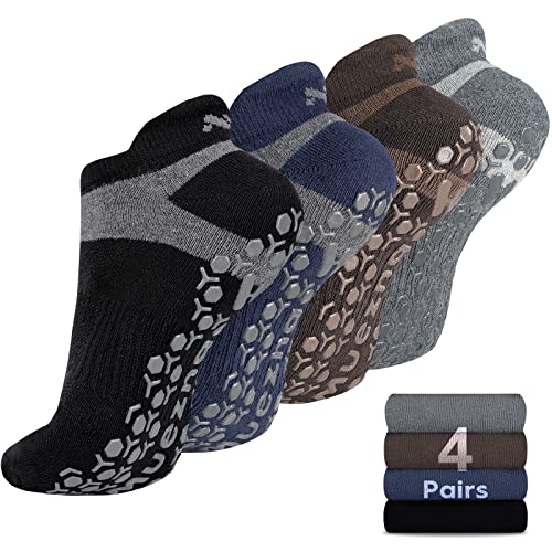 Muezna Men's and womens Non-Slip Yoga Socks, Anti-Skid Pilates, Barre, Bikram Fitness Hospital Slipper Socks with Grips