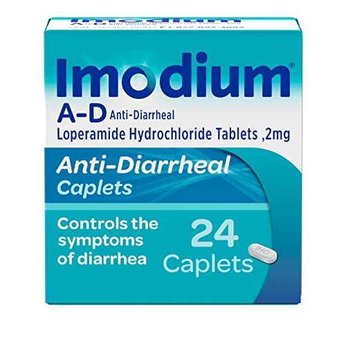 Imodium A-D Diarrhea Relief Caplets with Loperamide Hydrochloride, Anti-Diarrheal Medicine to Help Control Symptoms of Diarrhea Due to Acute, Active & Traveler's Diarrhea, 24 ct.
