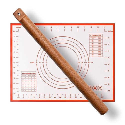 Versatile Rolling Pin for Dough - Sapele Wood Rolling Pin with Unique Hanging Hole Design - Perfect for Baking, Pies - Pastries, Elegant Wooden Rolling Pin - Your best 16 Inches French Rolling Pin