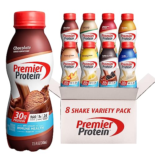 Premier Protein, Protein Shake, 8 Flavor Variety Pack, 30g Protein, 1g Sugar, 24 Vitamins & Minerals, Nutrients to Support Immune Health 11.5 Fl Oz (8 Pack)