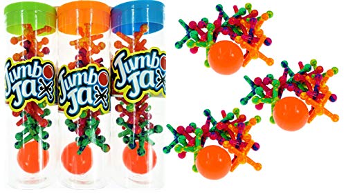JA-RU Jumbo Jax Toy Set w/Rubber Bouncy Ball (3 Pack) Classic Rubber Jacks for Kids & Adult. Old School Retro Vintage Toys Board Game. Party Favor Fidget Pack Pinata Filler Stocking Stuffers. 6569-3p