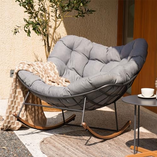 Grand patio Living Room Rocking Chair, Comfy Reading Sofa, Modern Cozy Lounge Rocker with Cushion for Bedroom, Dorm, Corner, Porch, Gray