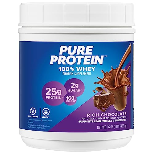 Pure Protein Powder - Whey, High Protein, Low Sugar, Gluten-Free, Chocolate - 1 lb (Packaging May Vary)