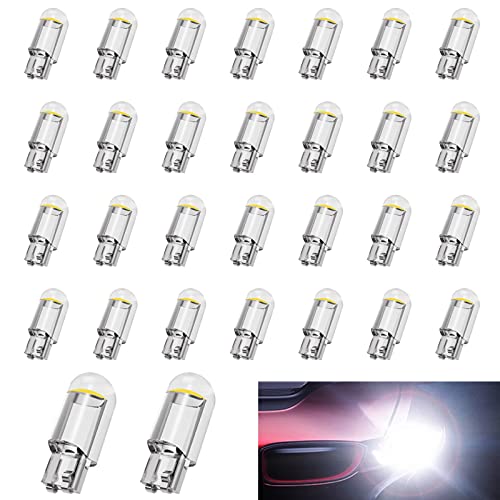 NTNEV Car LED Bulb, 194 LED Bulb, 168 2825 W5W T10 Wedge COB LED Replacement Bulbs, 12V 6000K Interior Light for Car Dome Map Door Courtesy License Plate Lights (White)