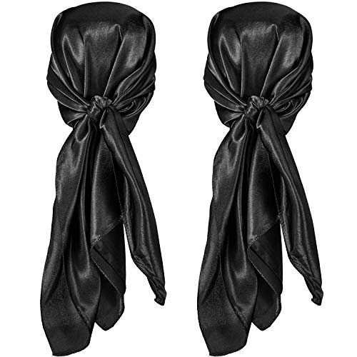 SATINIOR 35 Inch Silk Head Scarf 2 Pcs Large Square Neck Scarf Sleeping Hair Wrapping Satin Scarf for Women