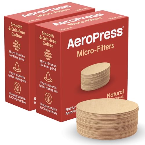 AeroPress Natural Paper Microfilters, AeroPress Coffee Filters, Unbleached Round Paper Filters for Coffee Makers, Must-Have Coffee Accessories, Standard, 2 Pack, 400 Count