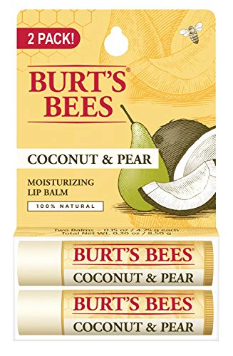 Burt's Bees Lip Balm Easter Basket Stuffers - Coconut and Pear, Lip Moisturizer With Responsibly Sourced Beeswax, Tint-Free, Natural Conditioning Lip Treatment, 2 Tubes, 0.15 oz.