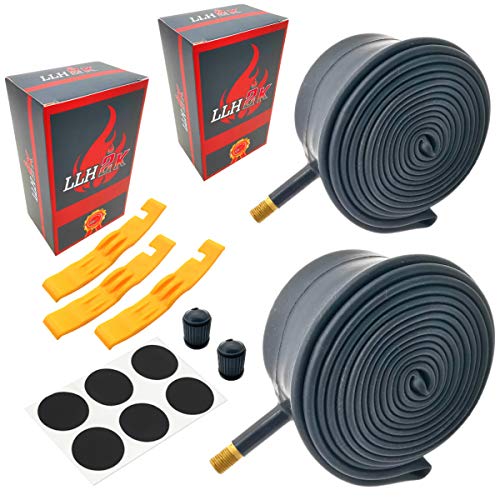 Bike Tube 20 x 1.95/2.125/1.75 2 Pack - Fits Most 20' Bike Tire Tube from 1.75 to 2.125 with 3 Levers 6 Self-Adhesive Round Patches. Long-Lasting Inflation by LLH2K.