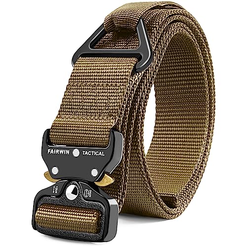 FAIRWIN Men's Tactical Belt, Rigger Belt, Utility Web Nylon Novelty Work Belt for Men(Brown, S)