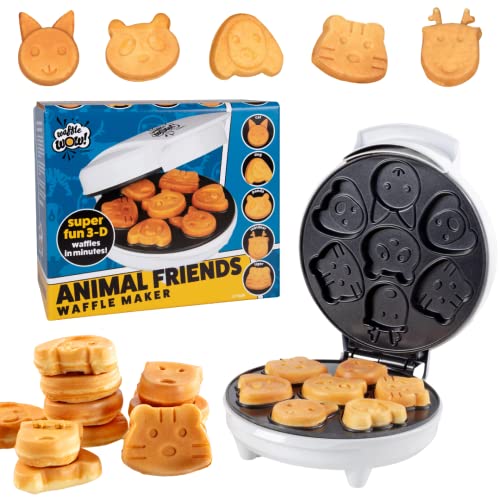 Animal Mini Waffle Maker - Make 7 Different Shaped Pancakes - Includes a Cat Dog Reindeer & More- Electric Nonstick Waffler Iron, Pan Cake Cooker Baker Makes Fun Breakfast- Gift for Kids or Adults