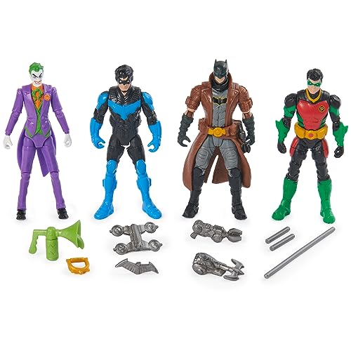 DC Comics, Batman, Team Up 4-Pack (Amazon Exclusive), Batman, The Joker, Robin, Nightwing 4-inch Action Figures, Super Hero Kids Toys for Boys & Girls