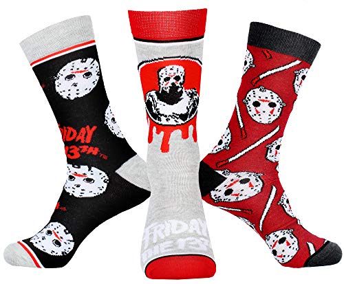 Friday The 13th Jason Voorhees Socks Men's Horror Slasher Film 3 Pack Mid-Calf Adult Crew Socks