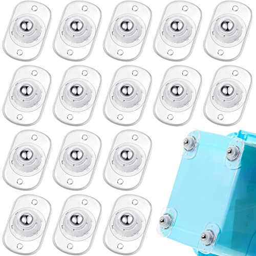 Honoson Self Adhesive Caster Wheels Appliance Rollers Appliance Sliders for Kitchen Appliances 360° Swivel Universal Wheel Mini Small Kitchen(16 Pcs, Clear with 1 Steel Ball Style)