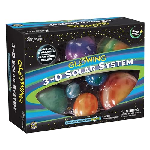 Great Explorations | 3-D Solar System Glow In The Dark Ceiling Hanging Kit 3D Planets and Star Stickers Create the Milky Way Teach Science STEM