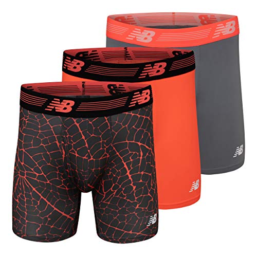 New Balance Men's 6' Boxer Brief Fly Front with Pouch, 3-Pack of 6 Inch Tagless Underwear