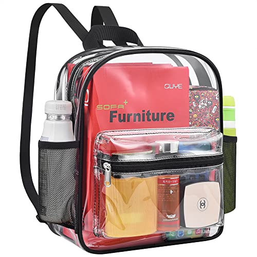 MAY TREE Clear Backpack for Stadium Events for Concert Festival Sport Work, Small Sports Fan Backpack for Outdoor - Black