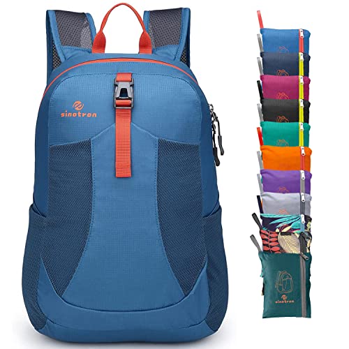 sinotron Lightweight Packable Backpack,Small Foldable Hiking Backpack Day Pack for Travel Camping Outdoor Vacation (Blue)