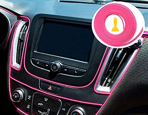 Pink Car Interior Decorative Molding Door Panel Gap Trim Strip (23Ft)