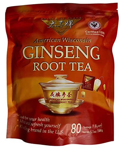 Prince of Peace 100% American Wisconsin Ginseng Root Tea, 80 Tea Bags