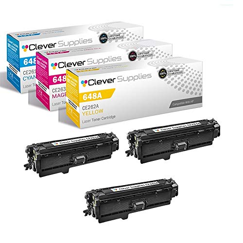 CS Compatible Toner Cartridge Replacement for HP Enterprise CP4525 CE261A Cyan CE262A Yellow CE263A Magenta HP 648A Color Laserjet CP4000 CP4500 CP4525 CP4525dn Enterprise CP4025 3 Color Set