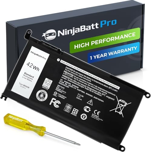 NinjaBatt Battery for Dell WDX0R YRDD6 P69G FW8KR Inspiron 13 14 15 17 5000 7000 Series, 7573 7378 5567 7579 5767 5379 5579 7375 5584 7569 5579 5368 7368 7278 7375 5770 5482 5378 - [42Wh/11.4v]