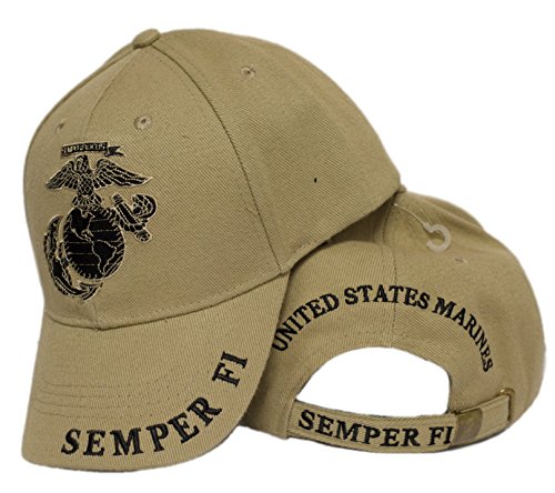 U.S Marine USMC Semper Fi Logo Eagle Embridered Cap Hat Beige