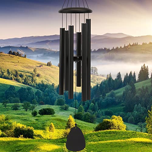 FSVGYY Wind-Chimes-Outdoor-Large-Decor, Deep Tone Soothing Melodic Tones Windchimes, Wind Chimes for Outside, Memorial Wind Chimes Best Gift for Mom Women Grandma Neighbors（32' Black）