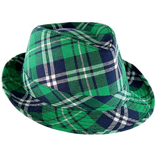 Skeleteen Irish Plaid Green Fedora - St. Patrick's Day Costume Accessories Leprechaun Hat For Men Women and Kids