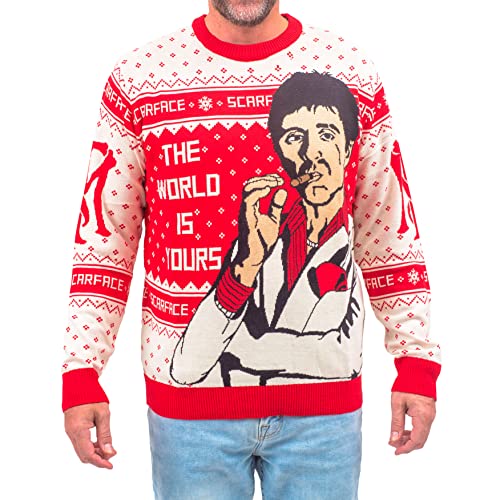 Scarface The World is Yours Tony Montana Ugly Christmas Sweater Multicolored
