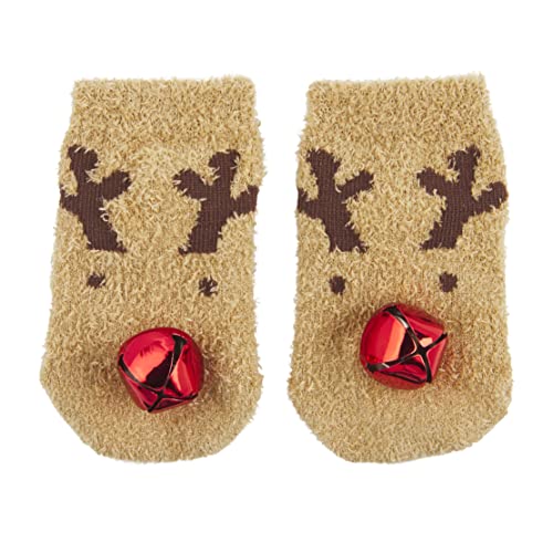 Mud Pie baby boys Chenille Christmas Rattle Toe Socks, Reindeer, One Size US