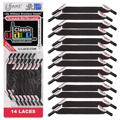 uLace Classic No-Tie Shoelaces - Shoe Laces for Sneakers | Stretchy, Elastic Laces for Slip-On Convenience and Comfort | Easy Installation, No Tie Laces for Teens and Adults - Dark Grey
