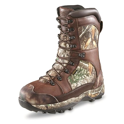 Guide Gear Leather Hunting Boots for Men Monolithic Extreme Waterproof Insulated, 2,400-gram Thinsulate Ultra