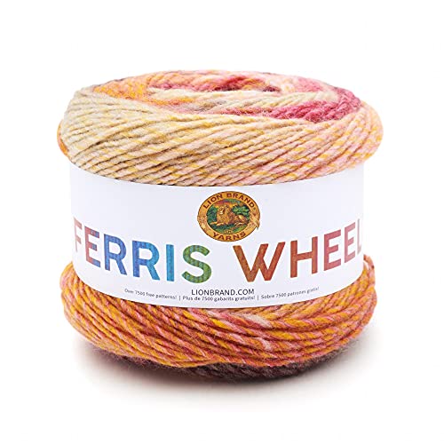 Lion Brand Yarn Ferris Wheel Yarn, Multicolor Yarn for Knitting, Crocheting, and Crafts, 1-Pack, Cherry on Top