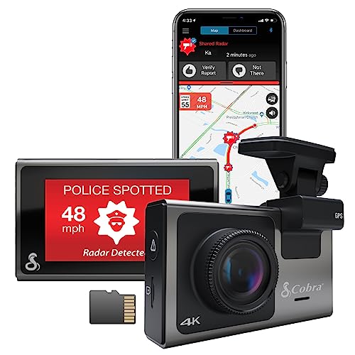 Cobra Smart Dash Cam (SC 400) – UHD 4K Resolution, Built-In Wi-Fi & GPS, Alexa Built-In, Live Police Alerts, Incident Reports, Emergency Mayday, Drive Smarter App, 3' Touchscreen, 16GB SD Card Incl.
