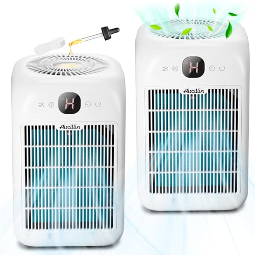 Aircillin 2-Pack Air Purifiers for Home Large Room Up to 908 Sq Ft Each One, HEPA Air Purifiers for Bedroom with Aromatherapy, HEPA Filter for Smoke, Pet Dander, 99.9% of 0.1 Microns Particles